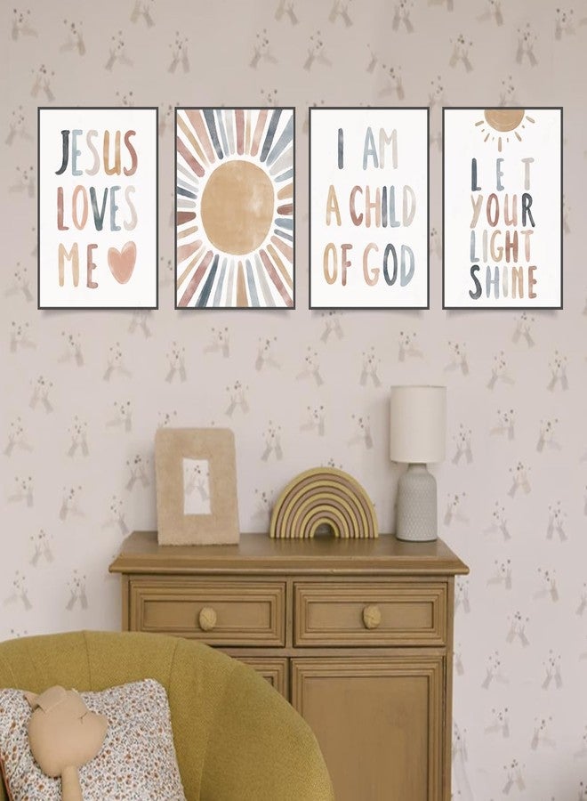 PLKMN Jesus Loves Me Wall Art Prints,Child of God,Inspirational Bible Verses Boho Sun Decor for Nursery Baby Kids Bedroom,Gifts for Kids 10x8 Inch Set of 4 Unframed - Image 5