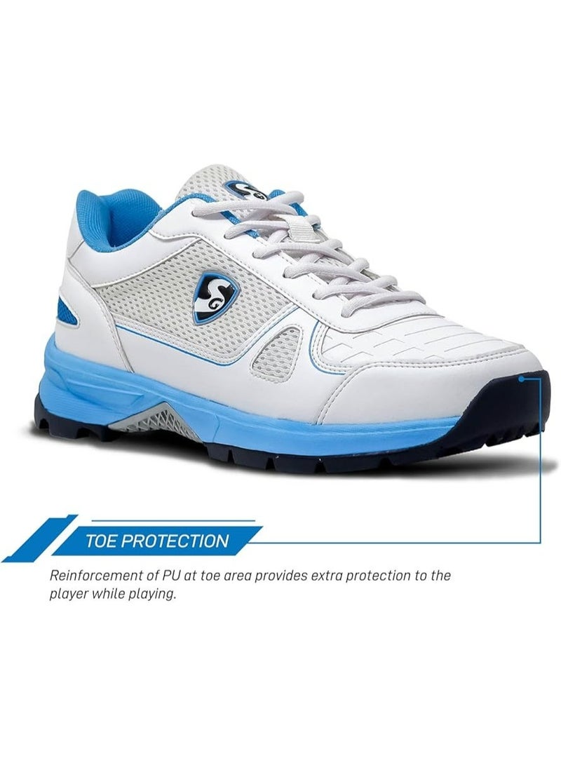 SG SCORER 6.0 Cricket Shoe (Color: White, Aqua & Black, Size: UK10/ US11/ EU44) | For Mens & Boys | Material: Mesh & PU | Breathable Mesh | Outsole Rubber for Flexible Grip - Image 3