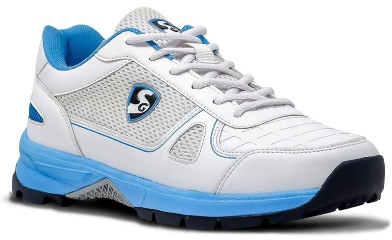 SG SCORER 6.0 Cricket Shoe (Color: White, Aqua & Black, Size: UK10/ US11/ EU44) | For Mens & Boys | Material: Mesh & PU | Breathable Mesh | Outsole Rubber for Flexible Grip - Image 1