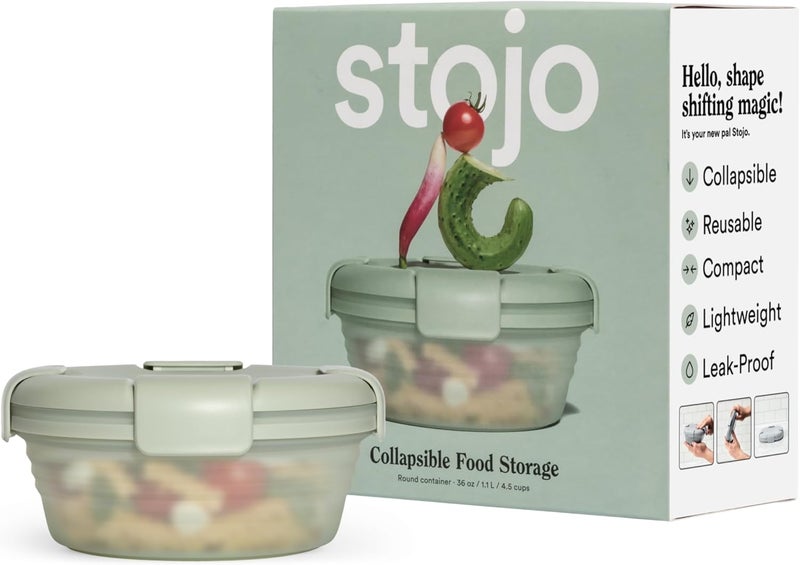 Stojo STOJO Collapsible Bowl  Translucent 36oz  Reusable Silicone Bowl Translucent Sage Green  - Image 1