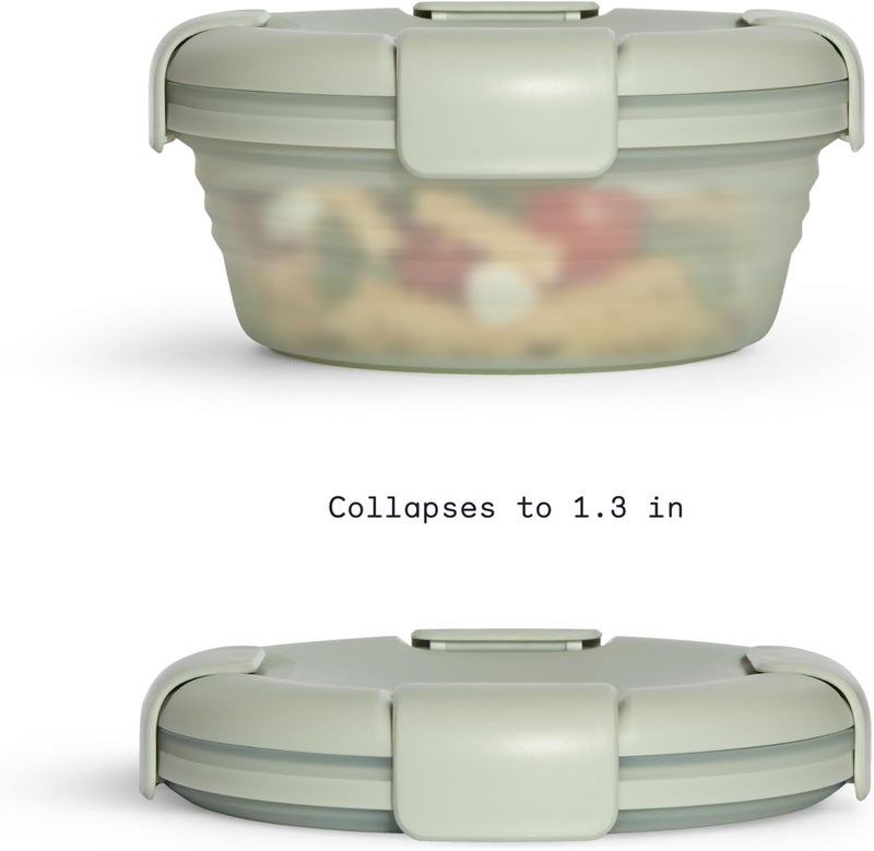 Stojo STOJO Collapsible Bowl  Translucent 36oz  Reusable Silicone Bowl Translucent Sage Green  - Image 2