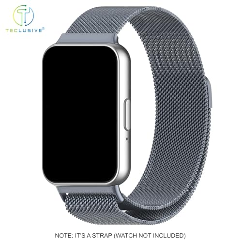 T TECLUSIVE Luxury Metal Magnetic Strap Band Compatible for Galaxy Fit 3 | Adjustable Magnetic Loop Band Chain for Galaxy Watch Fit 3 (Grey) - Image 4