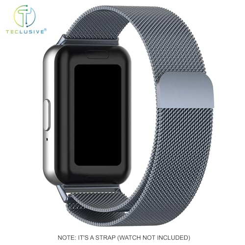 T TECLUSIVE Luxury Metal Magnetic Strap Band Compatible for Galaxy Fit 3 | Adjustable Magnetic Loop Band Chain for Galaxy Watch Fit 3 (Grey) - Image 2