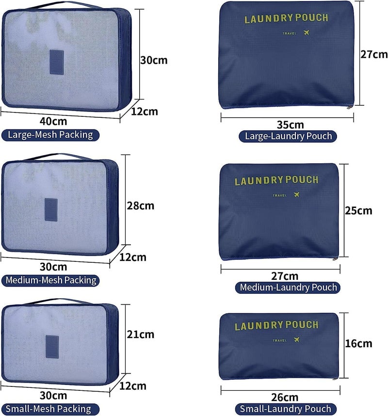 TOCINGO 7 pc / 6 pc Travel Oraganizer Packing cubes kit, Sapace Saver Multi use Bag for Men and Women, Clothes packing cubes for travel, Cupboard Oraganizer cubes (6 POUCH-NAVYBLUE) - Image 4