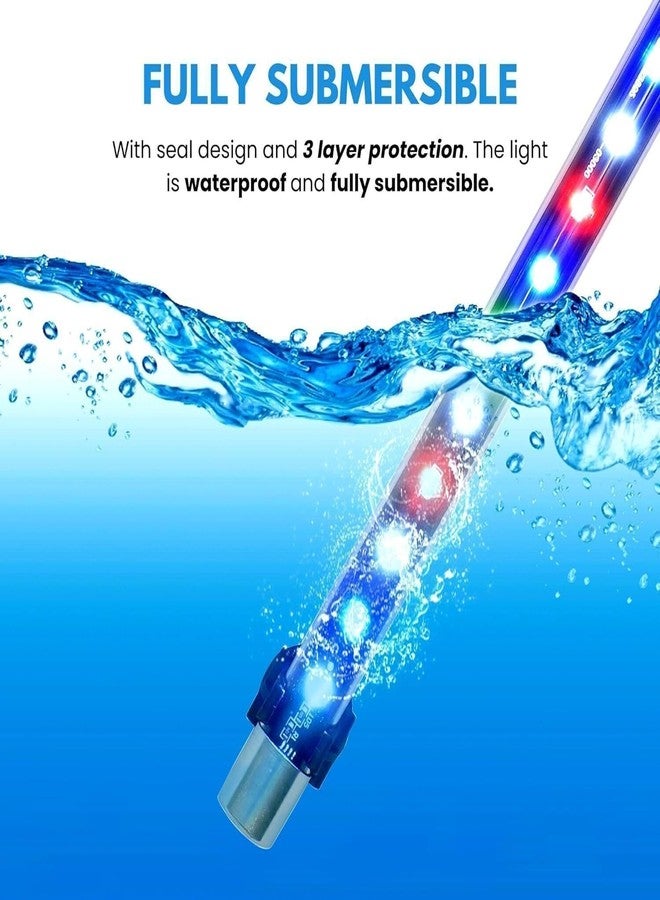 مصباح LED غاطس لحوض السمك من KickAt RGB | مصباح مقاوم للماء لحوض السمك مزود بأكواب شفط | أوضاع إضاءة متعددة الألوان لأحواض المياه العذبة والمالحة | أنبوب موفر للطاقة تحت الماء (30 سم، 18 واط) - Image 5