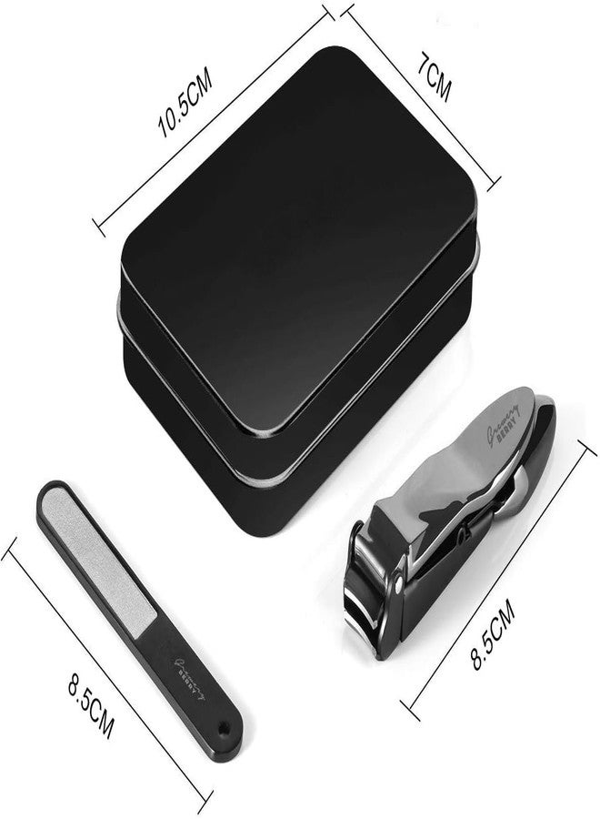 GREWERY Nail Clipper with Catcher - Grewery BERRY Razor-Sharp Heavy Duty Splashproof Nail Cutters with Ergonomic Lever | Keep Nails Impeccably Manicured - With Nail File and Metal Case (Metallic Black) - Image 2