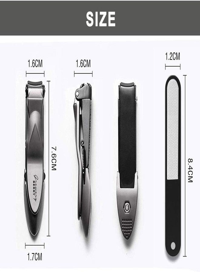 GREWERY Nail Clipper with Catcher - Grewery BERRY Razor-Sharp Heavy Duty Splashproof Nail Cutters with Ergonomic Lever | Keep Nails Impeccably Manicured - With Nail File and Metal Case (Metallic Black) - Image 3