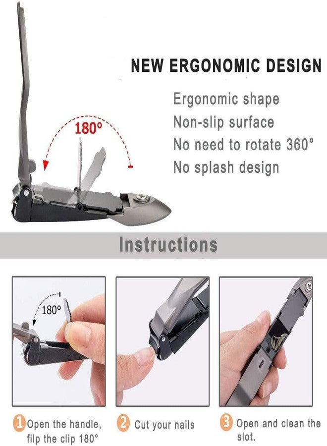 GREWERY Nail Clipper with Catcher - Grewery BERRY Razor-Sharp Heavy Duty Splashproof Nail Cutters with Ergonomic Lever | Keep Nails Impeccably Manicured - With Nail File and Metal Case (Metallic Black) - Image 5