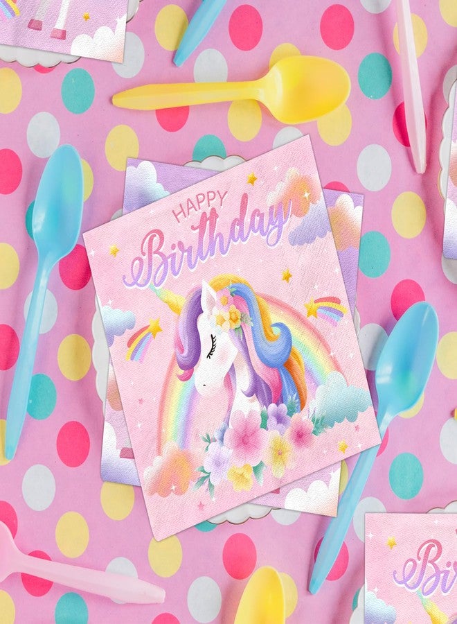Cextoga Unicorn napkins,48pcs Unicorn Birthday Party Decorations Rainbow unicorn paper Napkins for Girl Birthday Decorations - Image 3