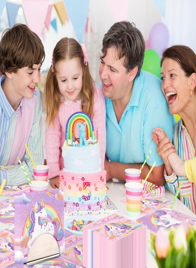 Cextoga Unicorn napkins,48pcs Unicorn Birthday Party Decorations Rainbow unicorn paper Napkins for Girl Birthday Decorations - Image 2