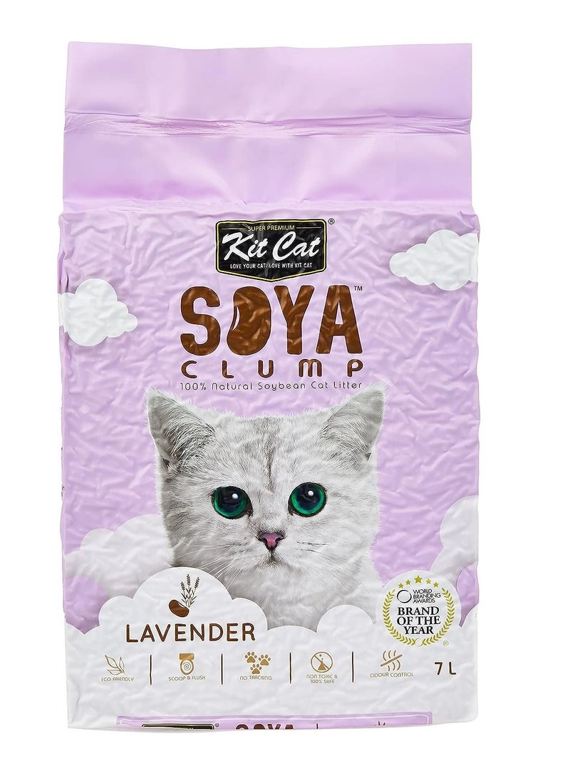 Kit Cat قمامة فول الصويا من Soya Clump باللون الخزامي لجميع مراحل حياة القطط، 7 لتر - Image 1