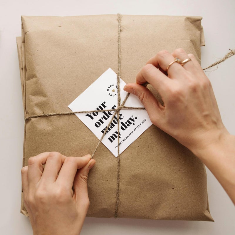 ThreeKin Collective Thank You Cards for Small Business, 3x3.5, 100 Bulk Pack - Essential Packaging Supplies & Must-Haves for Customer Appreciation, Thank You Notes for Supporting My Small Business Cards, USA Owned - Image 3