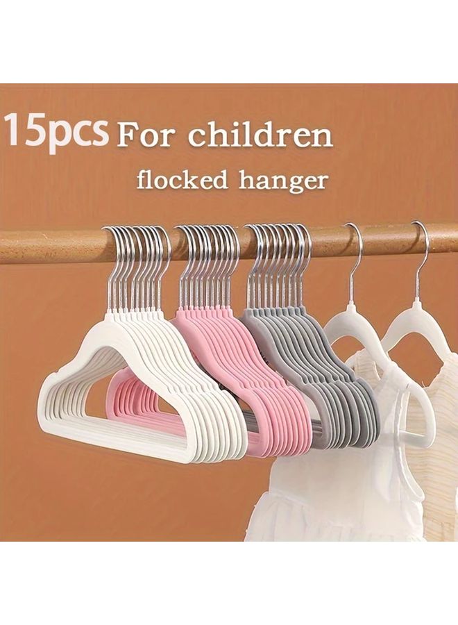 15pcs Pink Plastic Hangers Non Slip Kids Clothes Durable Lightweight Storage - Image 2