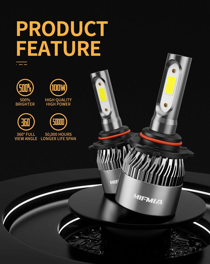 MIFMIA 𝟫𝟢𝟣𝟤/𝖧𝖨𝖱𝟤 Bulbs, 36000LM 900% Brighter 6500K Cool White, IP68 Waterproof Plug-N-Play with Cooling Fan, Pack of 2, Interior Off Road Lights - Image 2
