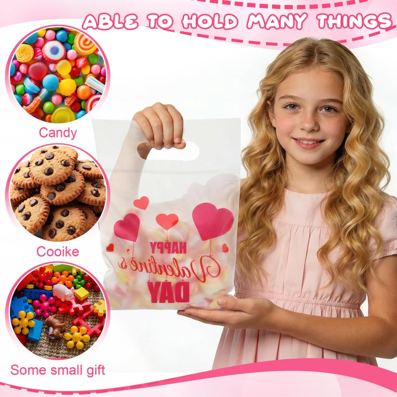 Eaasty 36 Pcs Valentine's Day Cellophane Gift Bag 9" Candy Treat Bags Zipper Goodie Bags with Handles 6 Themed Designs Plastic for Valentines Day Party Gift Wrapping Supplies Decorations - Image 4