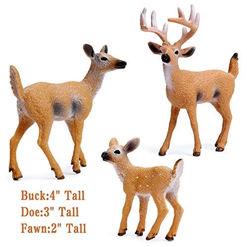 RESTCLOUD Deer Figurines Cake Toppers, Deer Toys Figure, Small Woodland Animals Set of 9 - Image 2