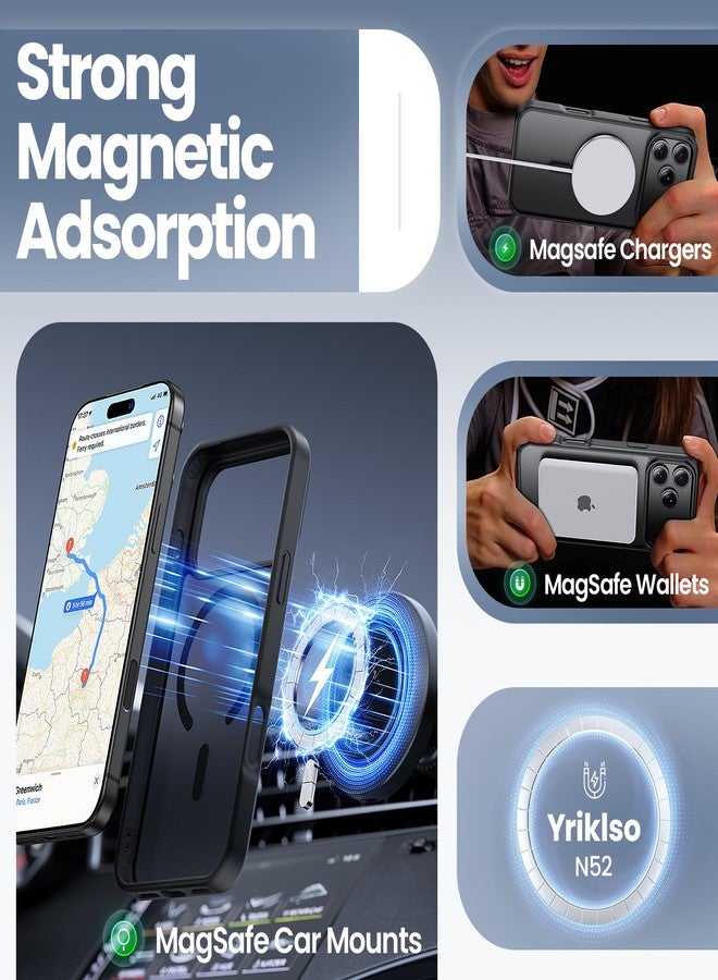 جراب Yriklso المغناطيسي القوي 3 في 1 لهاتف iPhone 17 Pro، يتضمن واقي شاشة وعدسة كاميرا، غطاء واقٍ مقاوم للصدمات، جراب هاتف أسود مطفي لهاتف iPhone 17 Pro مقاس 6.3 بوصة - Image 3