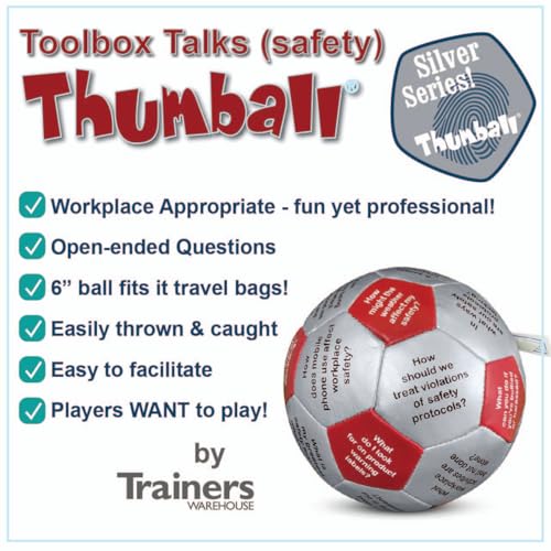Trainers Warehouse Toolbox Talks Safety Thumball Teambuilding Tool - 6" Red Icebreaker Game | Team Building Activity - Ensure Safe Workplaces | 32 Conversation Prompts - Image 2