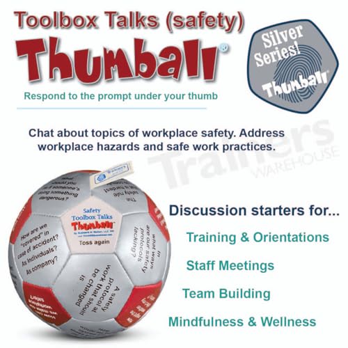 Trainers Warehouse Toolbox Talks Safety Thumball Teambuilding Tool - 6" Red Icebreaker Game | Team Building Activity - Ensure Safe Workplaces | 32 Conversation Prompts - Image 3