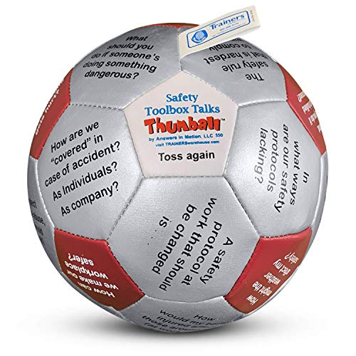 Trainers Warehouse Toolbox Talks Safety Thumball Teambuilding Tool - 6" Red Icebreaker Game | Team Building Activity - Ensure Safe Workplaces | 32 Conversation Prompts - Image 1