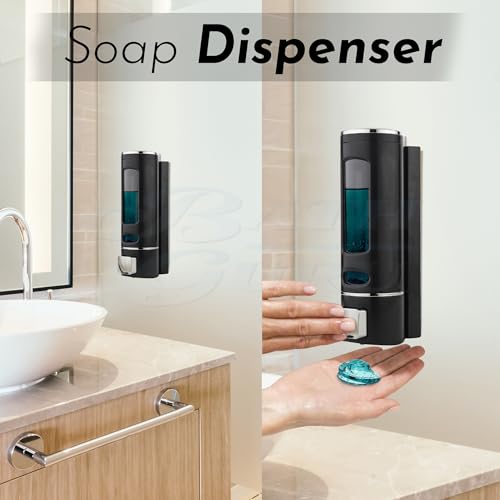 BATH GURU Liquid Sanitizer Shower Gel Dish Wash Soap Dispenser for Bathroom Kitchen 400 Ml Pack of (1, Capsule Black, ABS Plastic) - Image 4