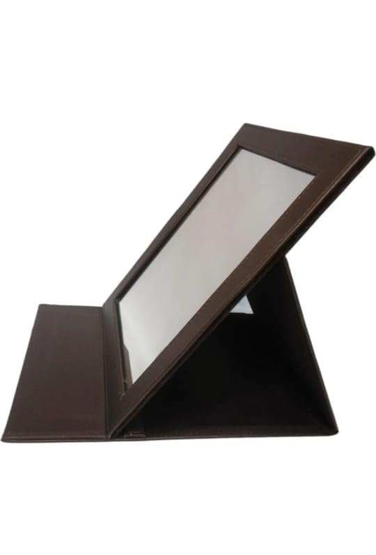 Folding Portable Brown Book Mirror for Counter Tops Jewellery Shops Opticians Home Makeup  - Image 1