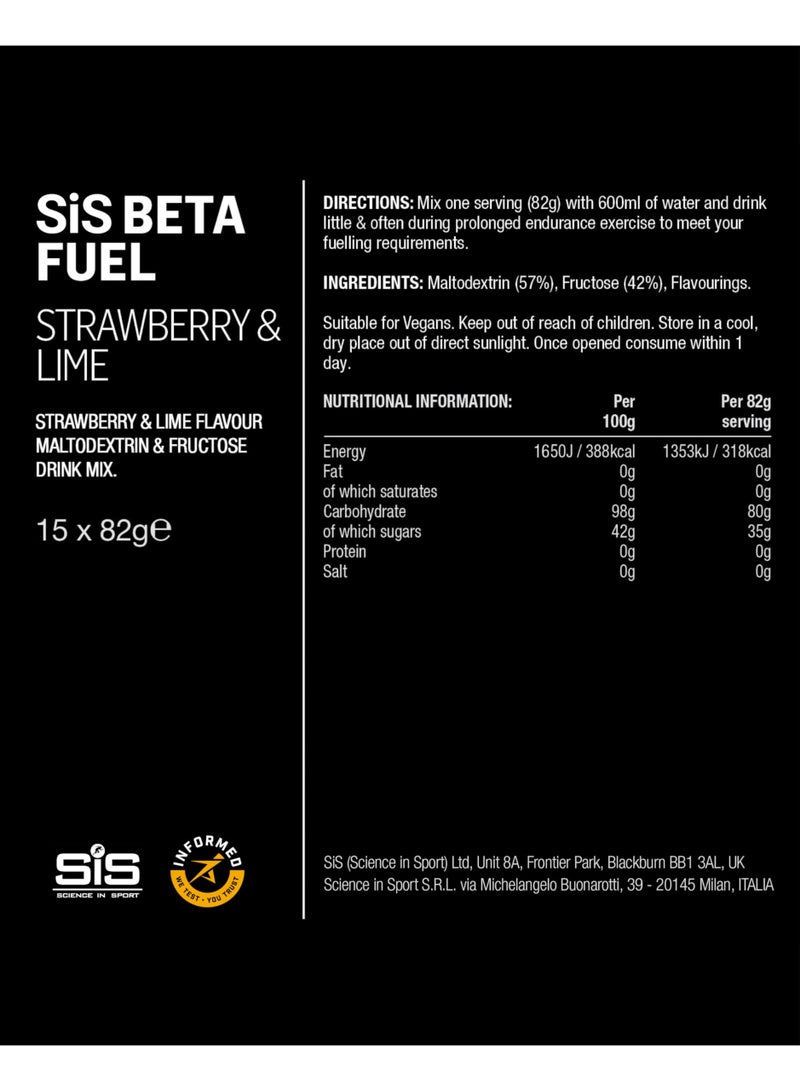 SIS Beta Fuel 80 | 80g Carbohydrates | 1:0.8 Maltodextrin:Fructose Ratio | Dual Source Energy Drink | Easily Digestible | Strawberry & Lime Flavour | 15 Pack - Image 5