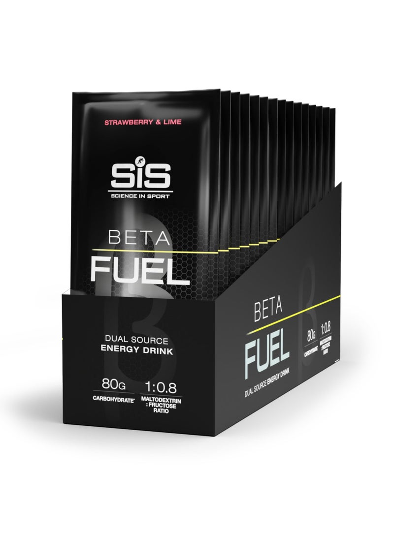 SIS Beta Fuel 80 | 80g Carbohydrates | 1:0.8 Maltodextrin:Fructose Ratio | Dual Source Energy Drink | Easily Digestible | Strawberry & Lime Flavour | 15 Pack - Image 1