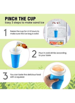 Arabest Slushie Maker Cup,Magic Quick Frozen Smoothies Cup, Cooling Cup, Double Layer Squeeze Slushy Maker Cup, Homemade Milk Shake Ice Cream Maker (A (blue）)  - Image 5