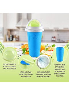 Arabest Slushie Maker Cup,Magic Quick Frozen Smoothies Cup, Cooling Cup, Double Layer Squeeze Slushy Maker Cup, Homemade Milk Shake Ice Cream Maker (A (blue）)  - Image 3