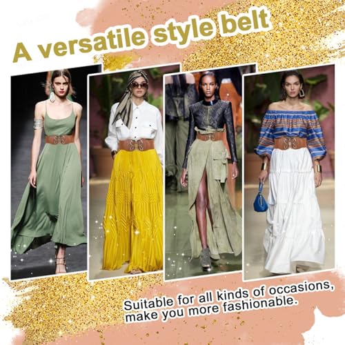 Sunkizzrs® Waist Belt Womens for Dress - Stretchable Belts for Women Stylish - Broad/Fancy/Embellished Belts for Women - Waist Rhinestone Ladies Designer Waistband Belt For Skirt (Camel) - Image 5