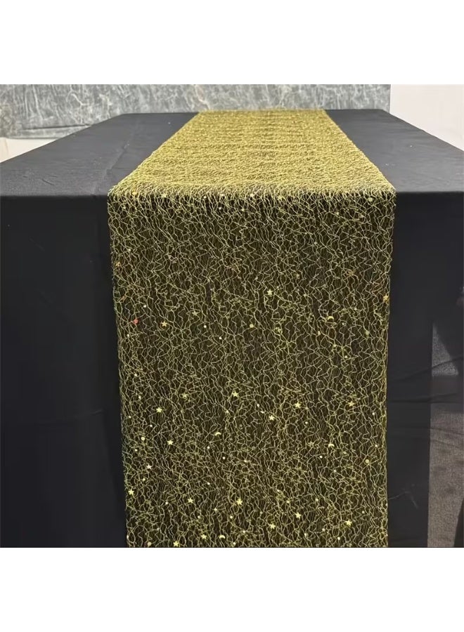 Goolsky 1 Roll Golden Glitter Sequin Table Runner | Suitable for Festive Parties, Anniversary Events, Weddings, Birthdays, , Decorations, Polyester Material - Image 3