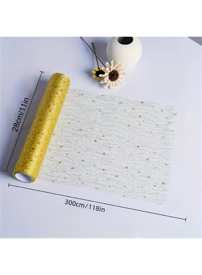 Goolsky 1 Roll Golden Glitter Sequin Table Runner | Suitable for Festive Parties, Anniversary Events, Weddings, Birthdays, , Decorations, Polyester Material - Image 2