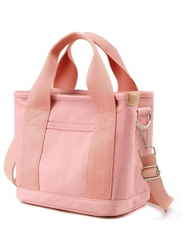 Oasisgalore Pink Canvas Tote Bag for Women | Multi-Pocket Trendy Shoulder Handbag for Shopping & Work  - Image 1