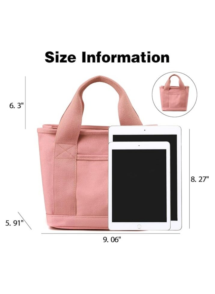 Oasisgalore Pink Canvas Tote Bag for Women | Multi-Pocket Trendy Shoulder Handbag for Shopping & Work  - Image 2