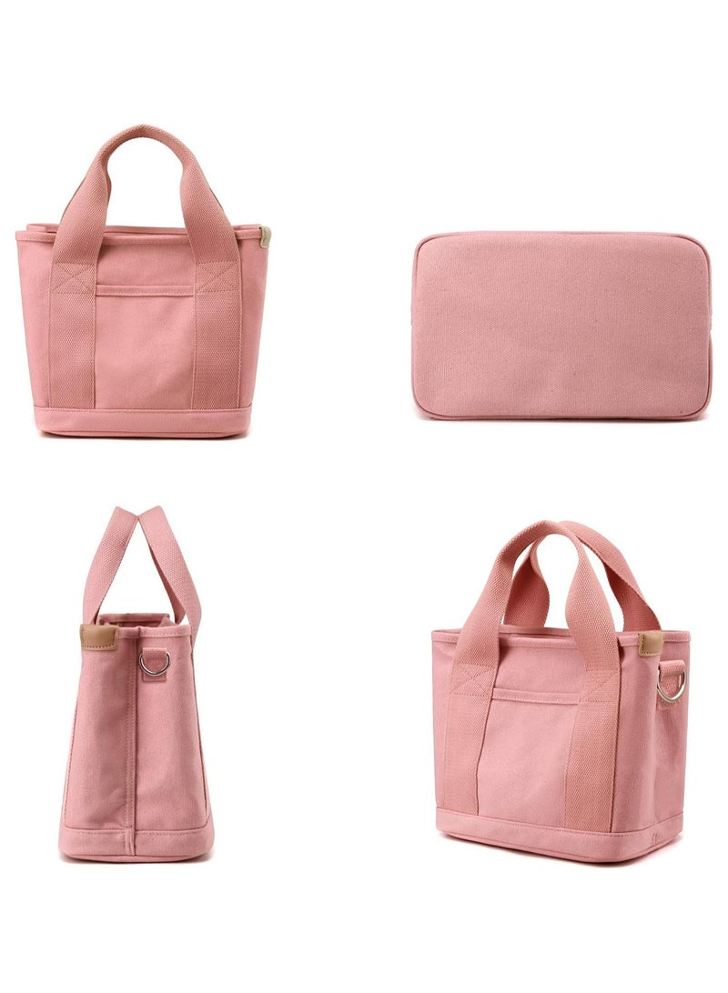 Oasisgalore Pink Canvas Tote Bag for Women | Multi-Pocket Trendy Shoulder Handbag for Shopping & Work  - Image 4