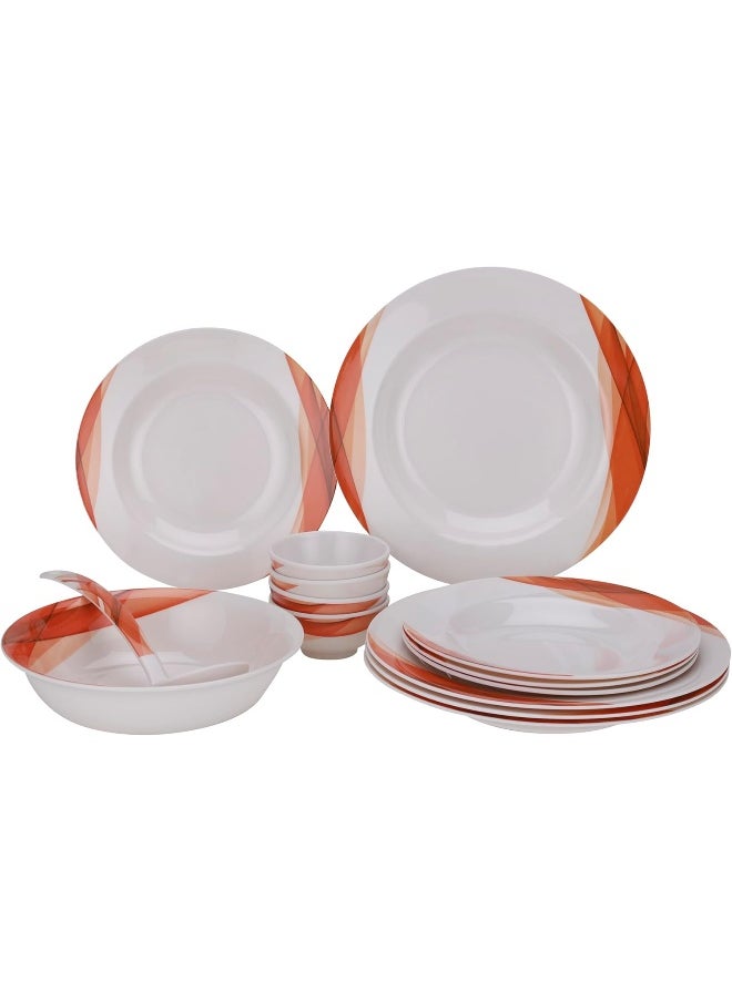 DELCASA Delcasa DC2151 Ocean Melamine Ware Dinner Set 14-Pieces, White/Orange  - Image 2