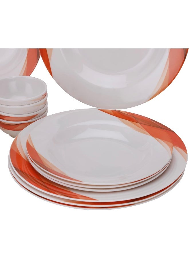DELCASA Delcasa DC2151 Ocean Melamine Ware Dinner Set 14-Pieces, White/Orange  - Image 3