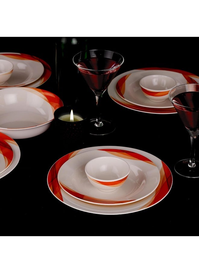 DELCASA Delcasa DC2151 Ocean Melamine Ware Dinner Set 14-Pieces, White/Orange  - Image 4