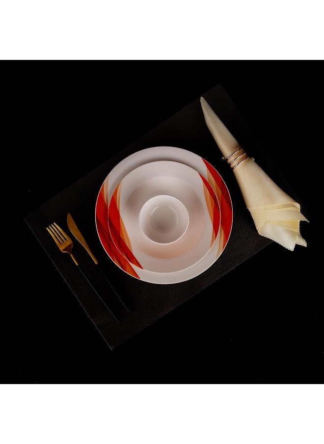 DELCASA Delcasa DC2151 Ocean Melamine Ware Dinner Set 14-Pieces, White/Orange  - Image 5