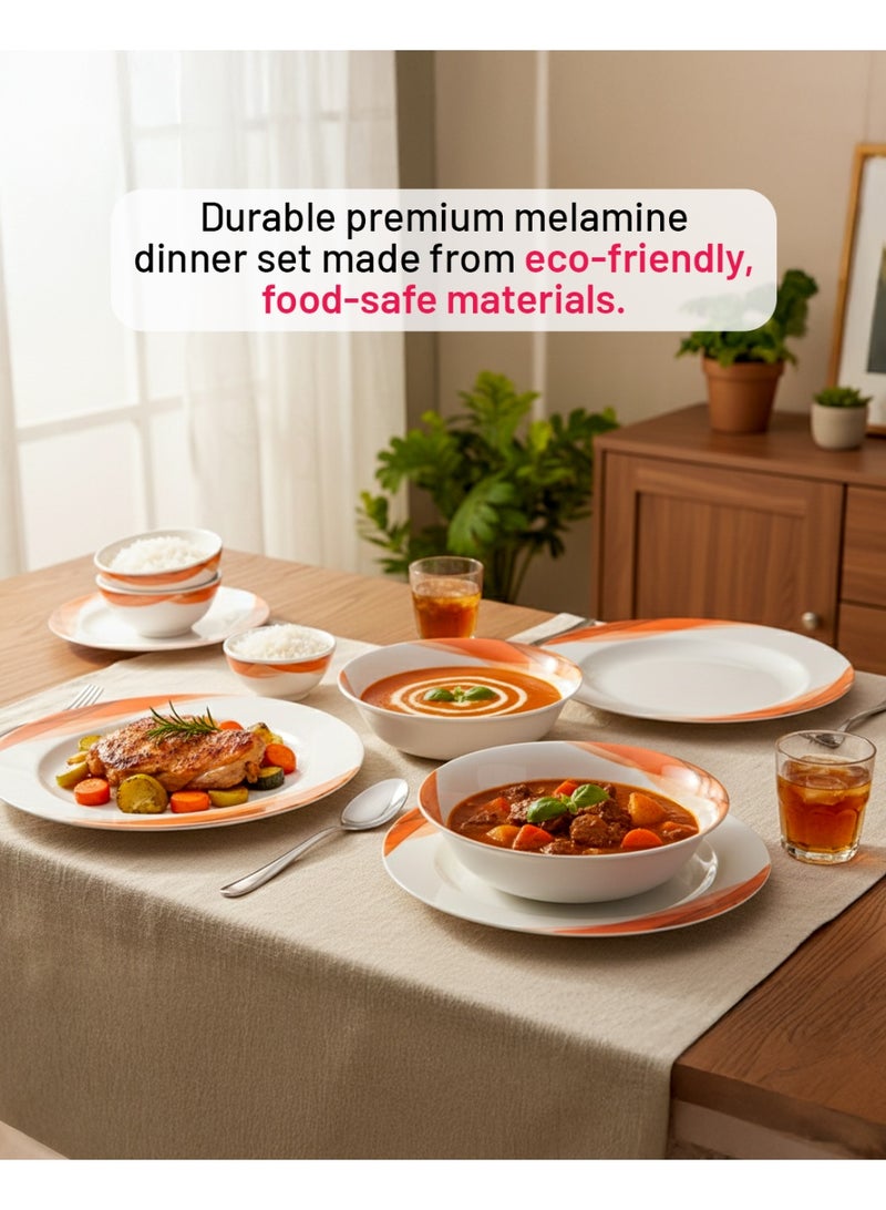 DELCASA طقم عشاء مكون من 14 قطعة من أواني الميلامين أورانج أوشن - Image 2