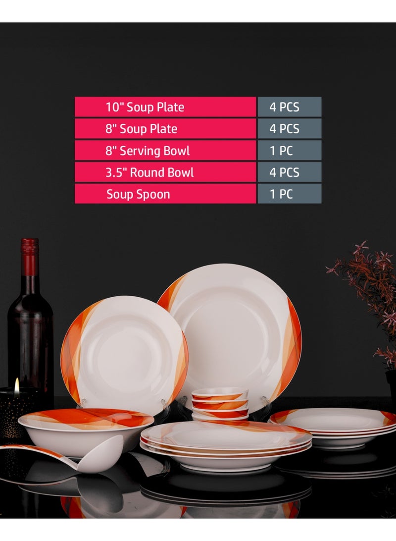 DELCASA طقم عشاء مكون من 14 قطعة من أواني الميلامين أورانج أوشن - Image 3