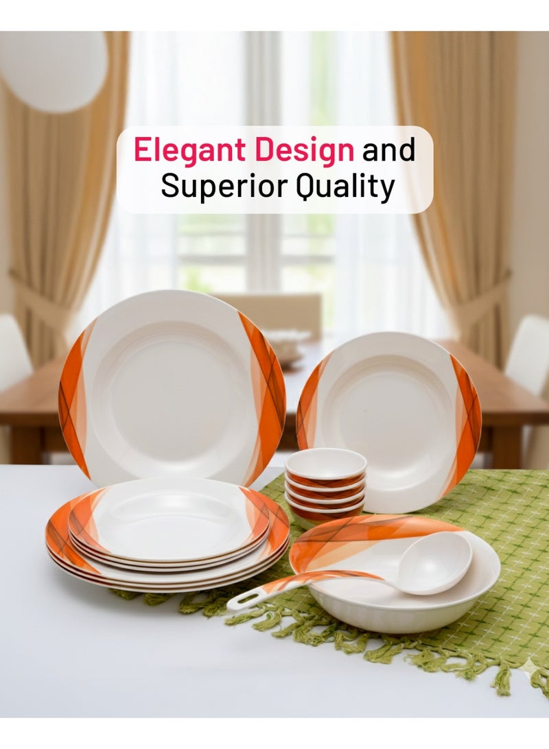 DELCASA طقم عشاء مكون من 14 قطعة من أواني الميلامين أورانج أوشن - Image 4