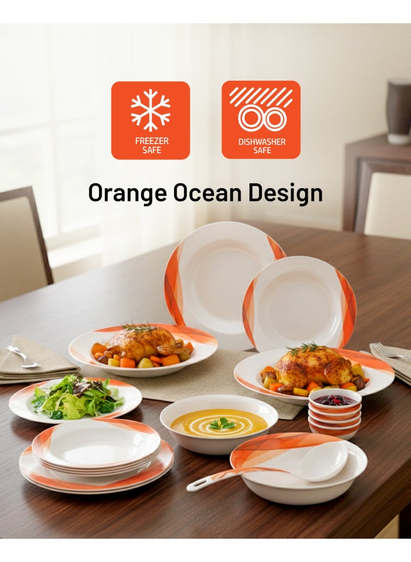 DELCASA طقم عشاء مكون من 14 قطعة من أواني الميلامين أورانج أوشن - Image 5