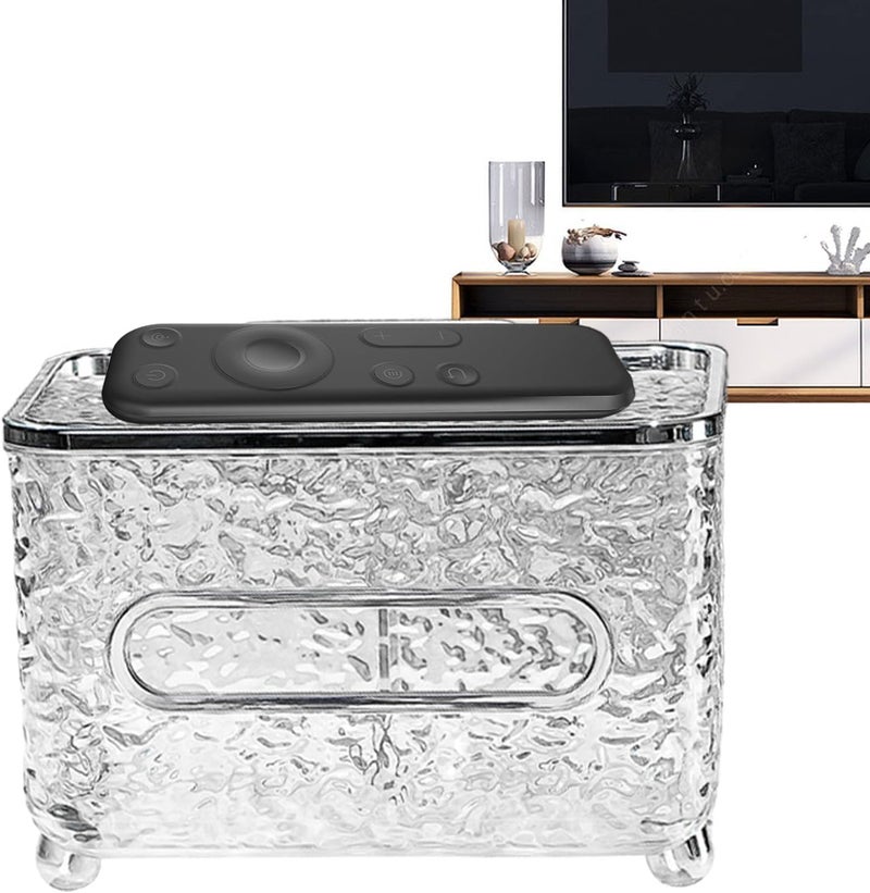 PROSFIA Tissue Box Holder & Desk Organizer, Exquisite Clear Tissue Box Holders Rectangular, Multifunctional Tissue Box Cover Tissue Paper Box with Storage Box (transparet) - Image 1