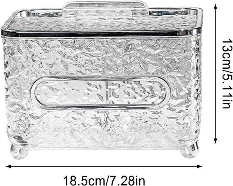 PROSFIA Tissue Box Holder & Desk Organizer, Exquisite Clear Tissue Box Holders Rectangular, Multifunctional Tissue Box Cover Tissue Paper Box with Storage Box (transparet) - Image 2