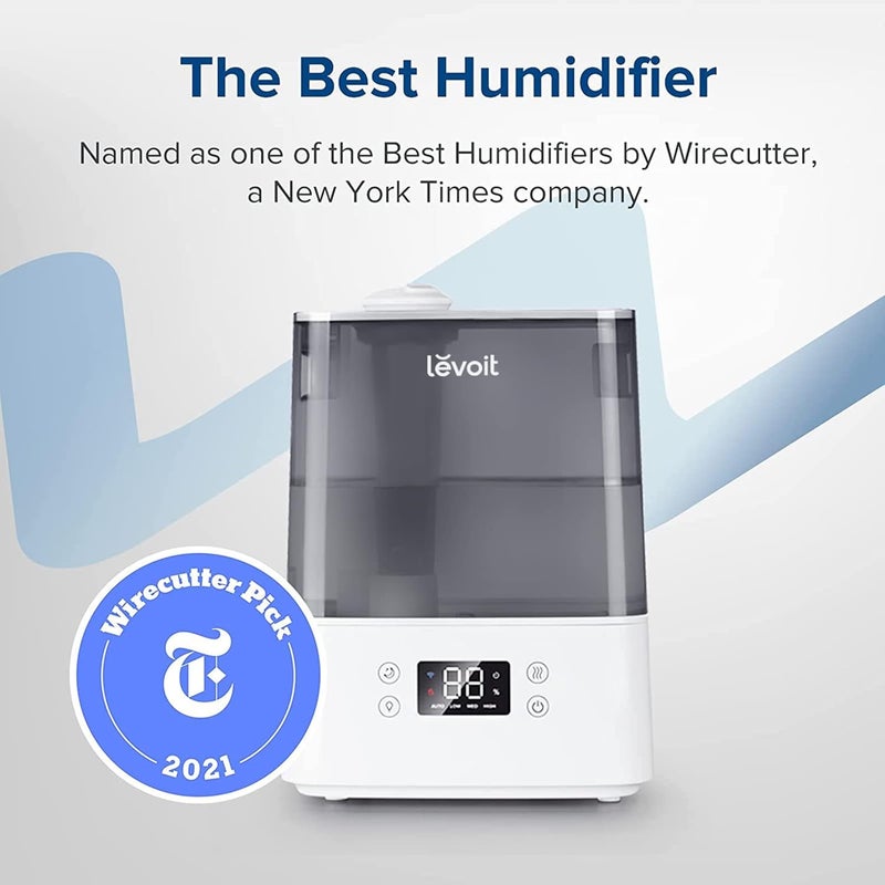 LEVOIT Smart Humidifiers for Bedroom, 6L Top-Fill Cool Mist with Quiet Sleep Mood for Plants and Pets, Auto Mode, Timer, Essential Oil Diffuser, Up to 60H for 47㎡, Gray Classic 300S grey - Image 3