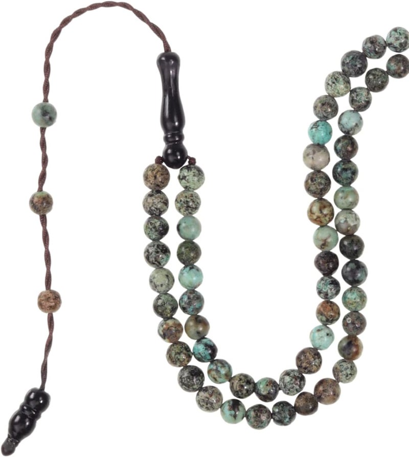 AzanClk Tasbih Premium Muslim Prayer Beads Made with Natural Stone Beads for Daily Misbaha and Meditation (4mm (99 Beads), African Turquoise, Sky Blue) - Image 1