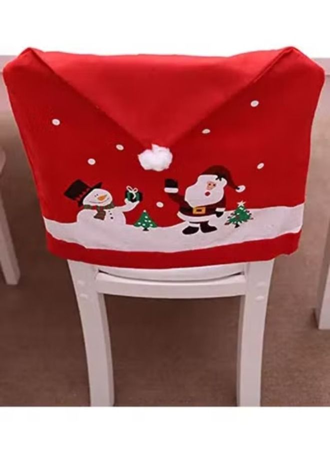 ACLIX Santa Claus Cap Chair Cover, 4 PCS Christmas Chair Covers Decor Non Woven Snowman Red Hat Chair Back Cover for Kitchen Dining Room Chairs Christmas Xmas Holiday Party Festive Decorations Gifts - Image 3