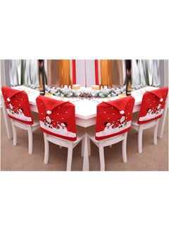 ACLIX Santa Claus Cap Chair Cover, 4 PCS Christmas Chair Covers Decor Non Woven Snowman Red Hat Chair Back Cover for Kitchen Dining Room Chairs Christmas Xmas Holiday Party Festive Decorations Gifts  - Image 1